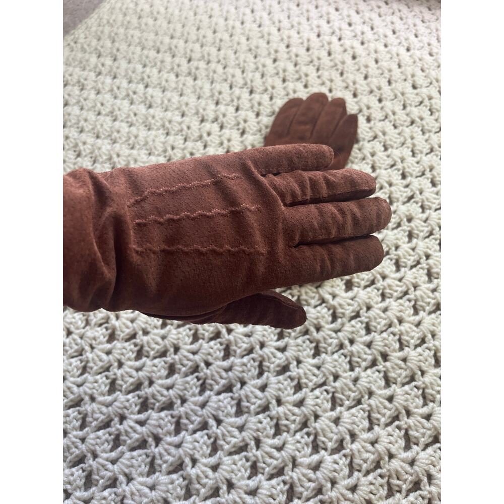 Vintage 90s Brown Suede Gloves Short Leather Western Size Medium